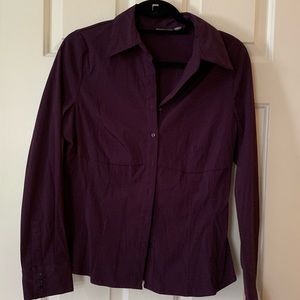 Stretch material purple button down blouse